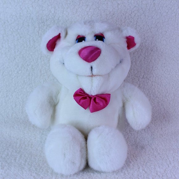 CTI INDUSTRIES WHITE‎ TEDDY BEAR PLUSH 10" With Pink Bow Tie Stuffed Vintage - Picture 4 of 5